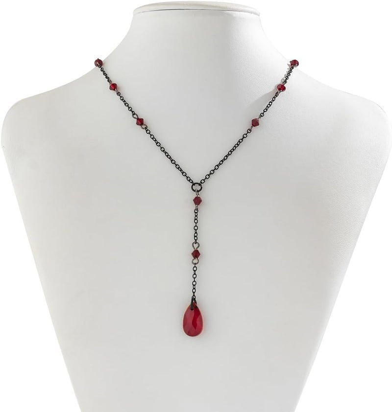 MIFYNN Vintage Gothic Blood Drop Tassel Pendant Necklace Red Water Drop Choker Necklace Punk Style Necklace Dark Tear Drop Y Necklace Halloween Necklace Jewelry for Women - Image 2